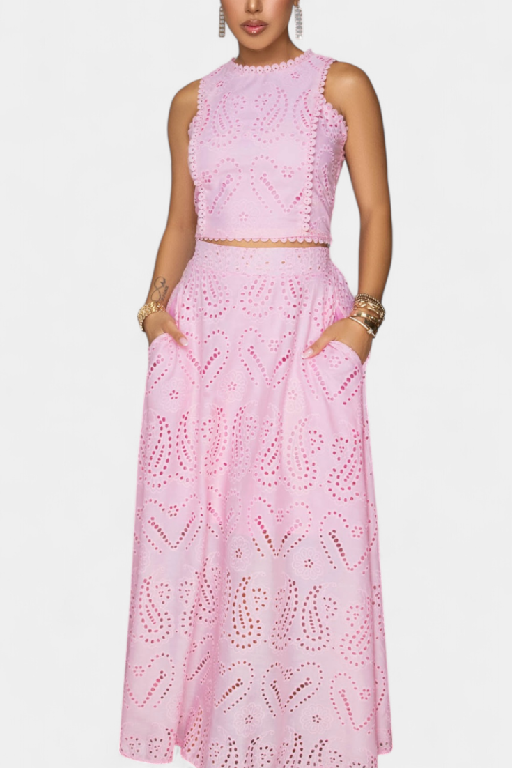 Danitza | Conjunto Romántico de Encaje Floral Calado